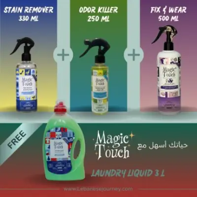 Magic Touch Stain Remover 330ML Odor Killer Fix & Wear Magic Touch Laundry Liquid 3L